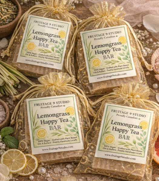 Lemongrass Happy Tea Bar in Organza Bag Luxury Bar Soap